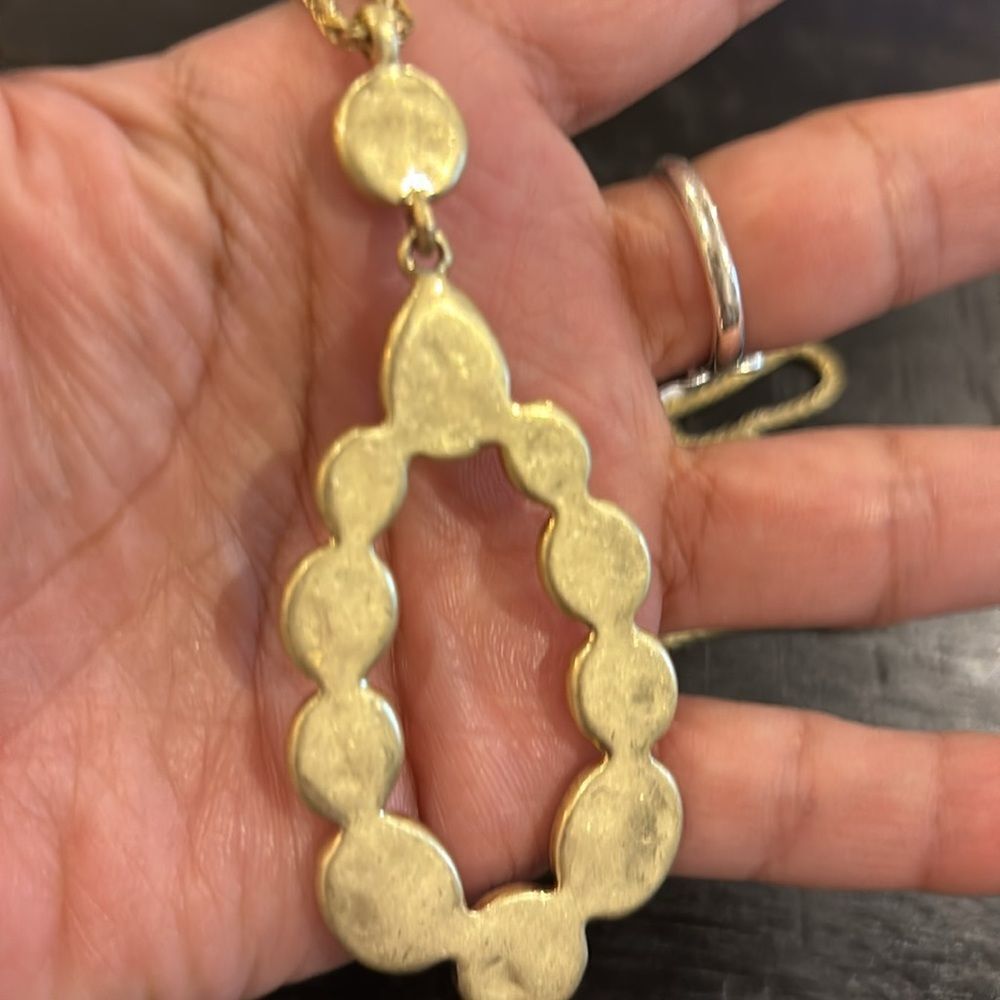 Lucky Brand Boho Western Faux Mother of Pearl Long Gold Tone Necklace - Picture 5 of 7